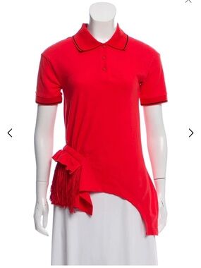 Preen line Red Short-Sleeve Polo Tunic with Side Tassel Detail
